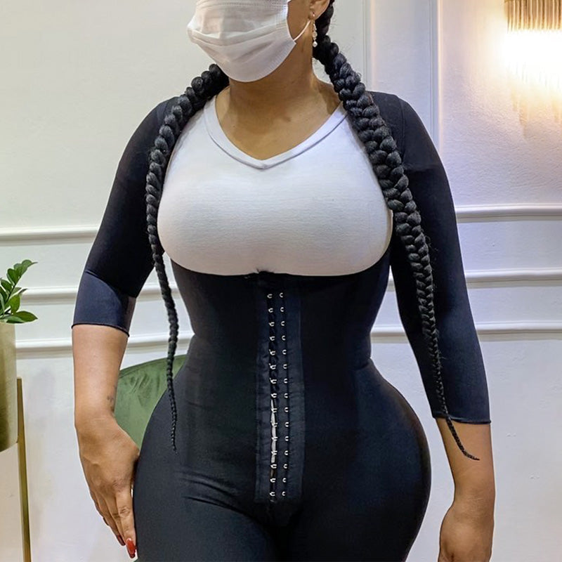 Gaine Colombienne avec demis manches pour Femmes, Push-up ,Post-partum, Sans Couture, Haute Compression.