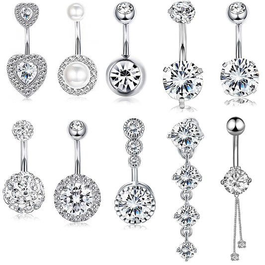 Piercing Pour Le Nombril, Bijou En Acier Chirurgical 316l Et Zircon Cubique, 10 Modèles, 14g - Bijoux De Corps
