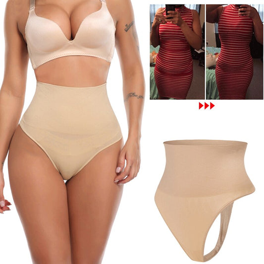 String gainant taille haute pour femmes, sous vêtement amincissant et rehausse les fesses.