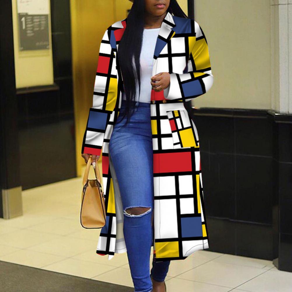 Veste trench longue africain femmes à manches longues impression ,Taille S à 5XL |