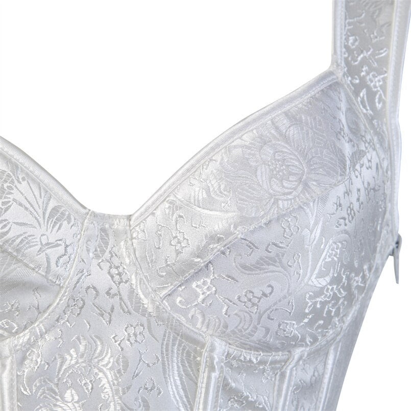 Corset Noir À Bretelles Pour Femmes, Grande Taille, Motif Floral, Fermeture Éclair, Top Gothique, Steampunk