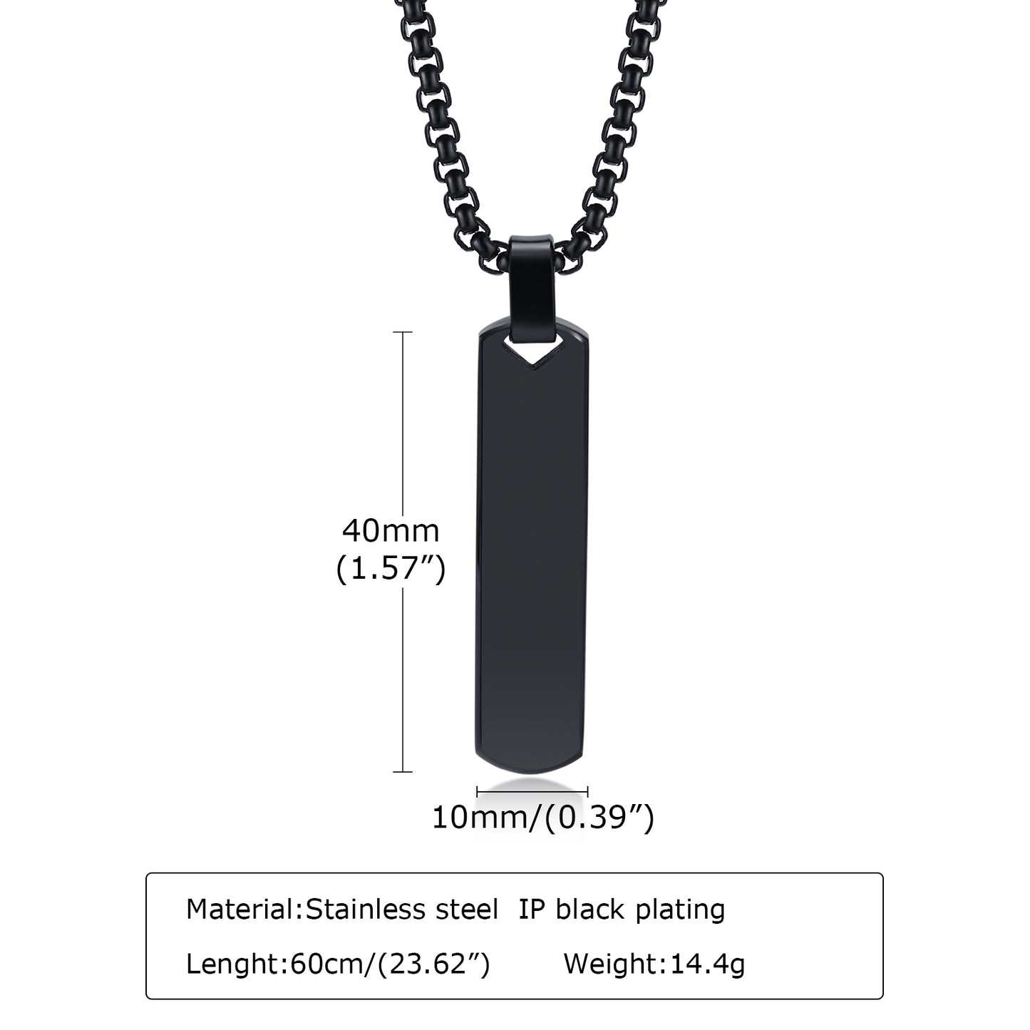 Collier À Barre Initiale Pour Hommes, Pendentif À Barre Verticale Géométrique Épaisse Avec A-z Lettres, Cadeau Pour Lui