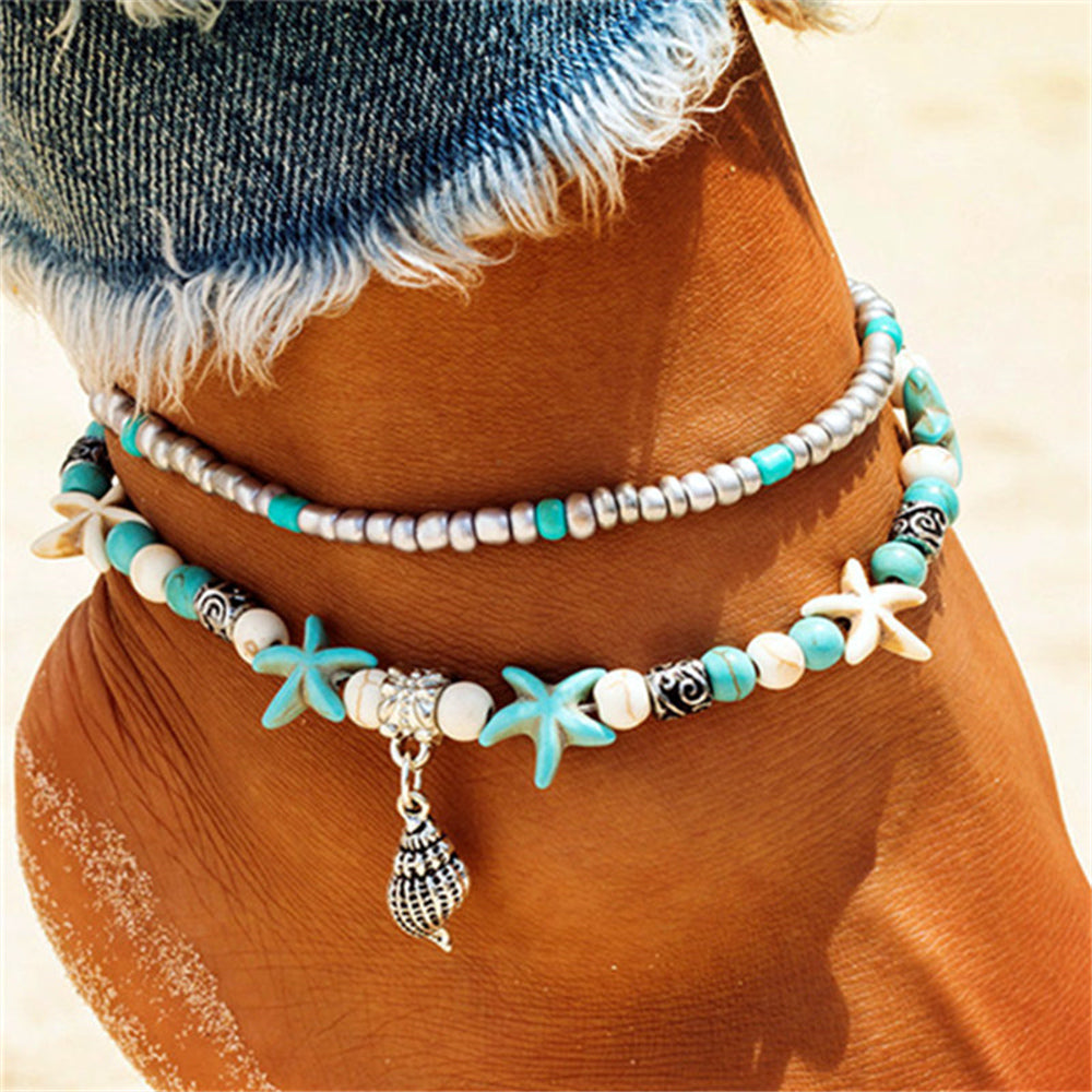 Bracelets De Cheville Vintage En Perles De Conque Pour Femmes.