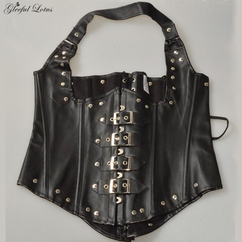 Bustiers Et Corsets Gothique Pour Femmes, Bustier En Cuir Grande Taille 6xl Avec Os En Acier -