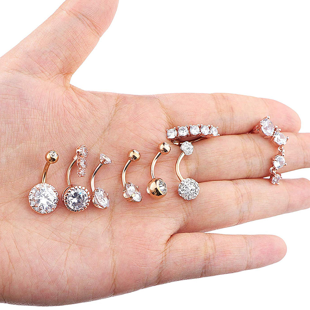 Piercing Pour Le Nombril, Bijou En Acier Chirurgical 316l Et Zircon Cubique, 10 Modèles, 14g - Bijoux De Corps