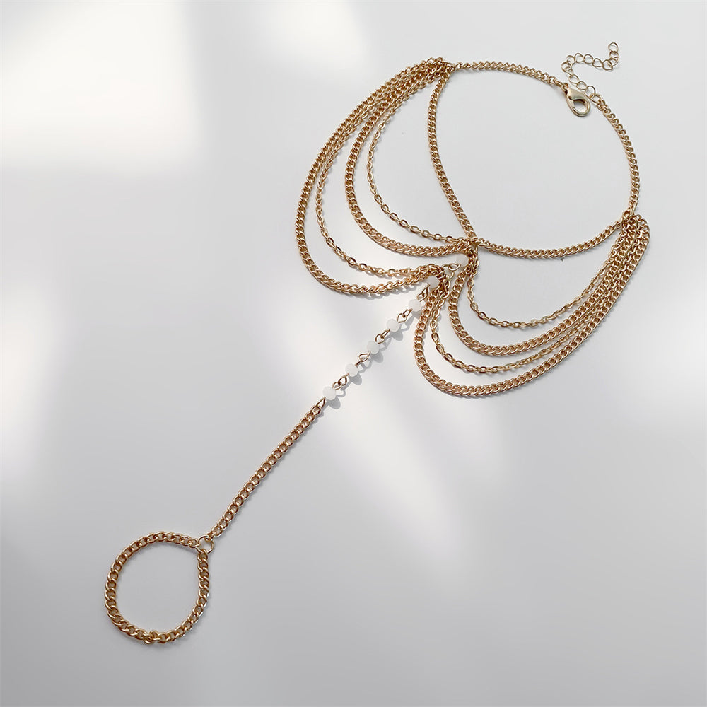 Chaines De Cheville Multicouches En Perles Couleur Or Pour Femmes, Bijoux De Plage, Pieds Nus.