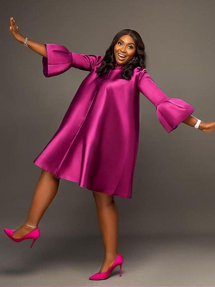 Robe chic ,ample à manches trois quarts pour femmes