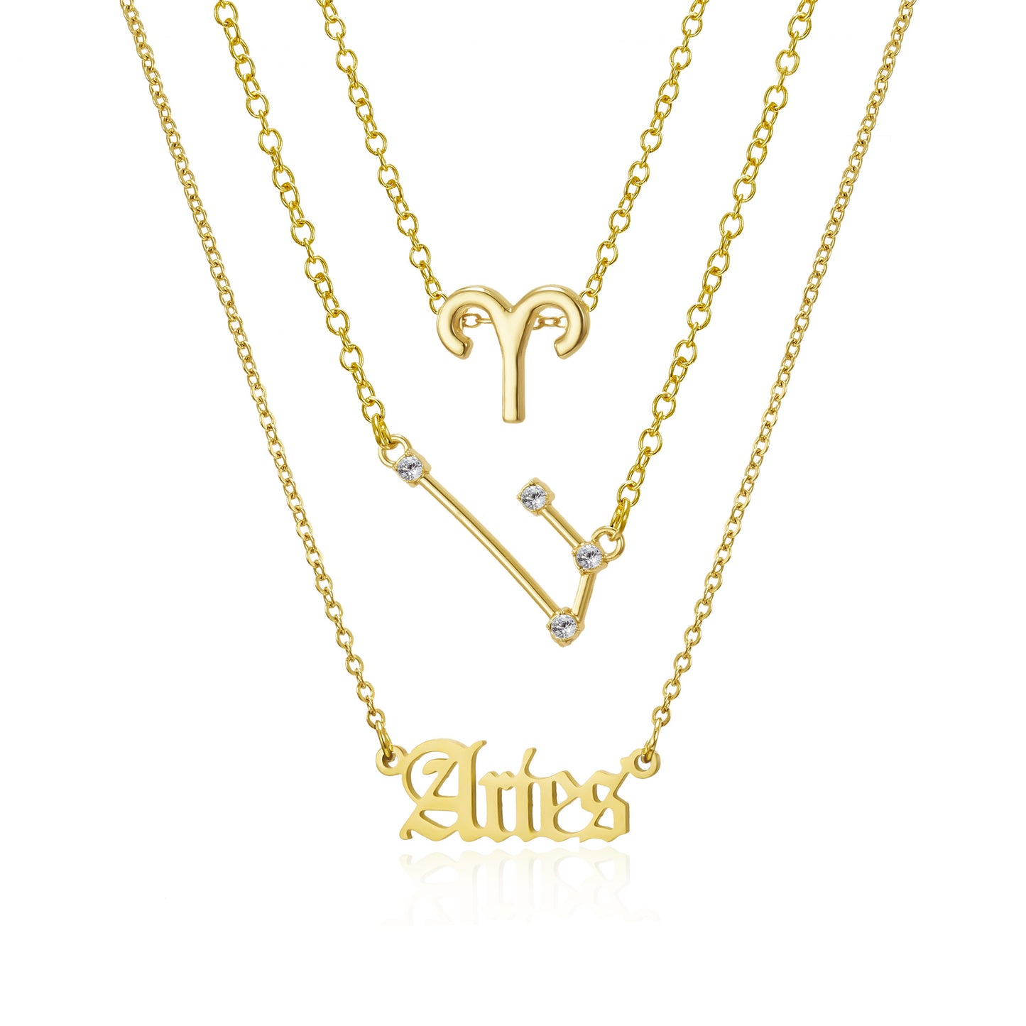 3 pièces/ensemble 12 signe du zodiaque collier pour femmes 12 Constellation pendentif chaîne ras du cou bijoux d'anniversaire avec carte en carton |.