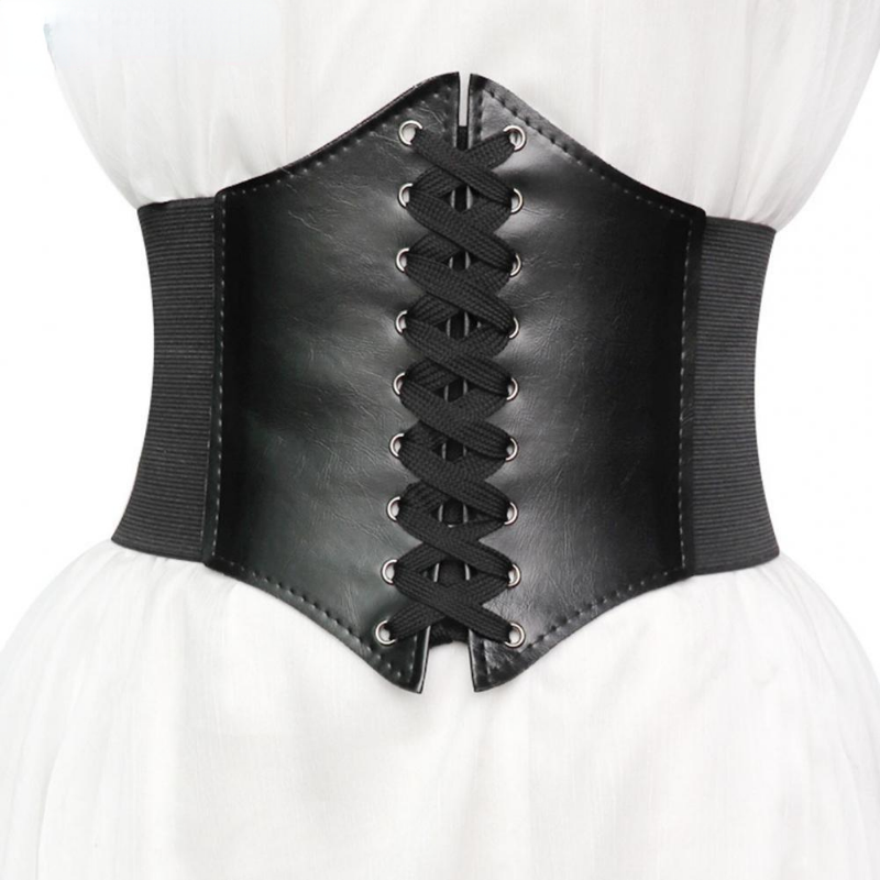 Corset en similicuir large pour femme, ceinture amincissante, élastique, serré, taille haute .