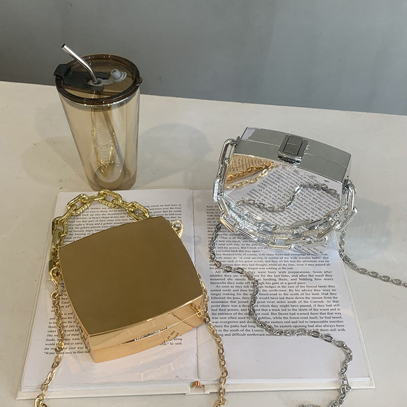Pochette de créateur en PVC or et argent, sacs à bandoulière