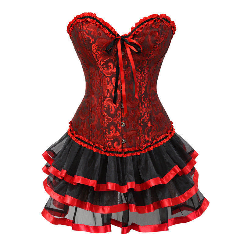 Ensemble Corset Sexy Grande Taille Et Jupe Tutu Pour Femme, Costume Sur Buste Burlesque, Style Victorien .