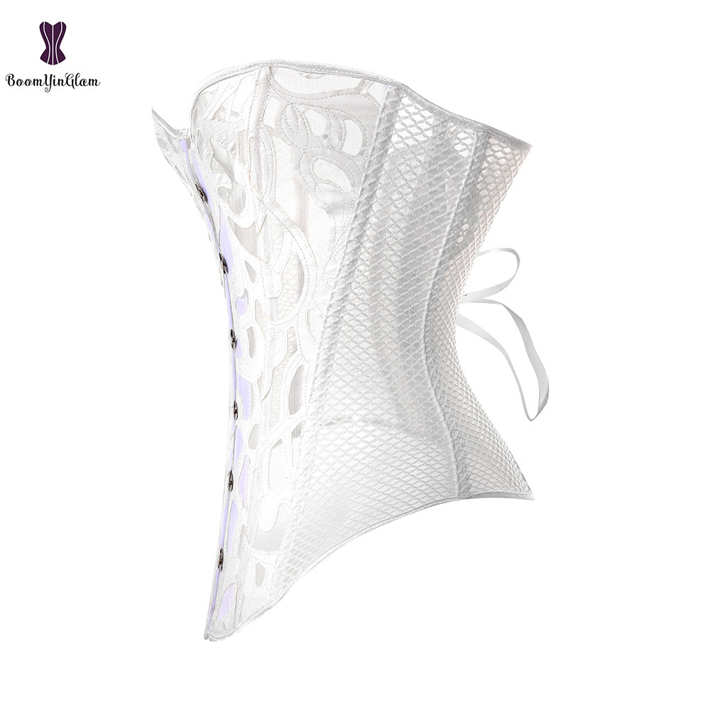 Corset Bustier Noir En Maille Transparente Pour Femmes.