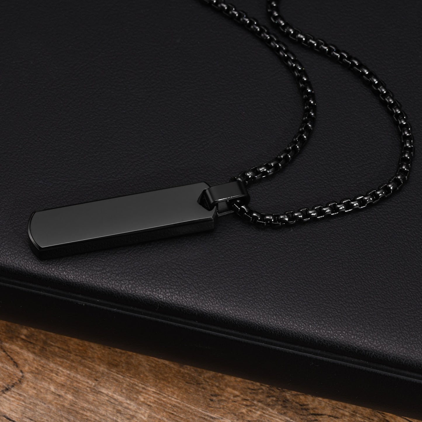 Collier À Barre Initiale Pour Hommes, Pendentif À Barre Verticale Géométrique Épaisse Avec A-z Lettres, Cadeau Pour Lui
