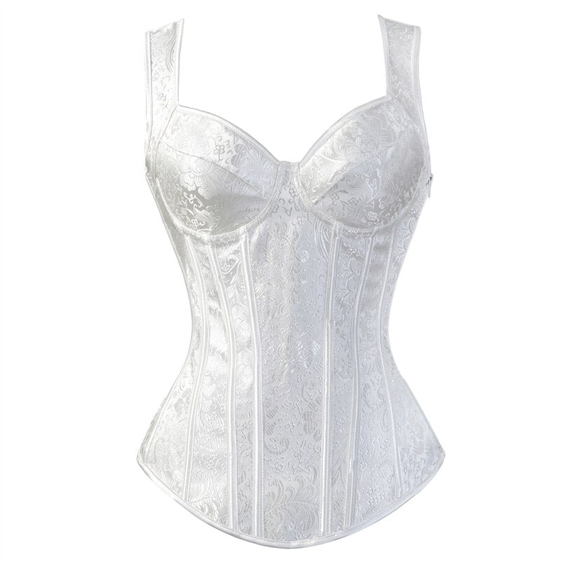 Corset Noir À Bretelles Pour Femmes, Grande Taille, Motif Floral, Fermeture Éclair, Top Gothique, Steampunk