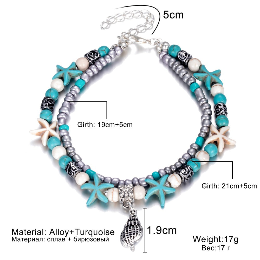 Bracelets De Cheville Vintage En Perles De Conque Pour Femmes.