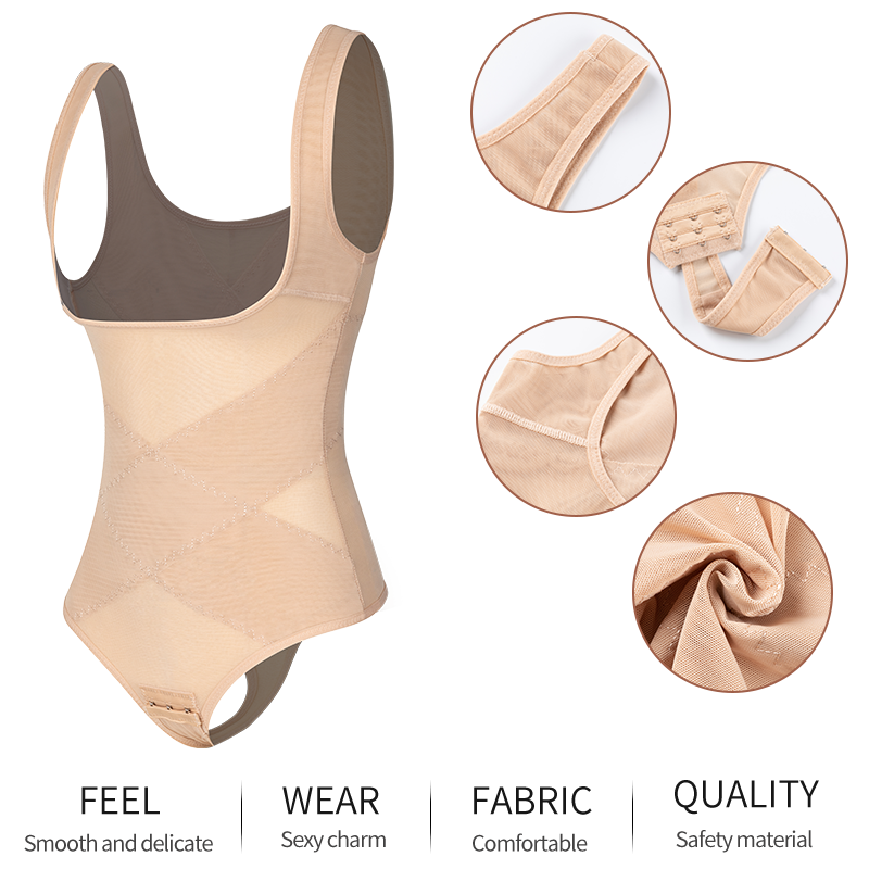 Body gaine amincissante en maille pour femme, corset sous le buste, bas string