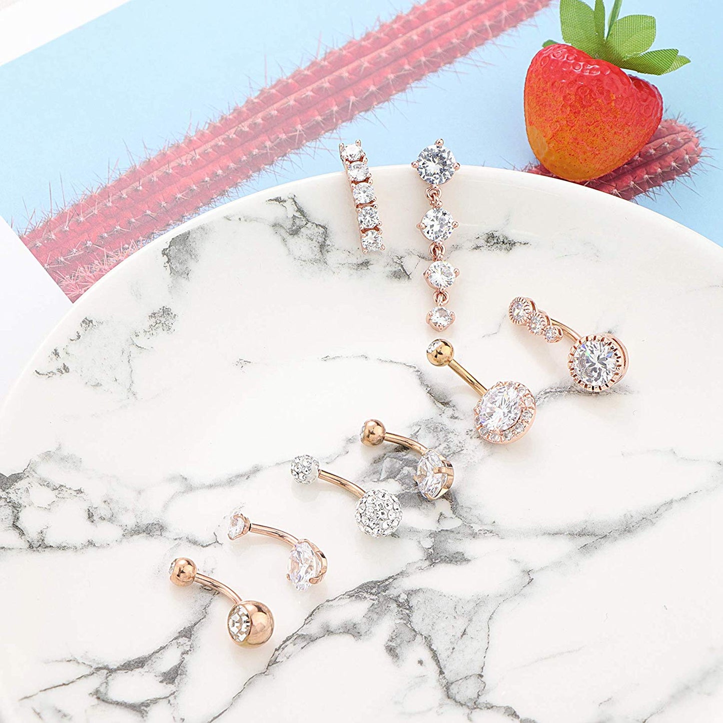 Piercing Pour Le Nombril, Bijou En Acier Chirurgical 316l Et Zircon Cubique, 10 Modèles, 14g - Bijoux De Corps