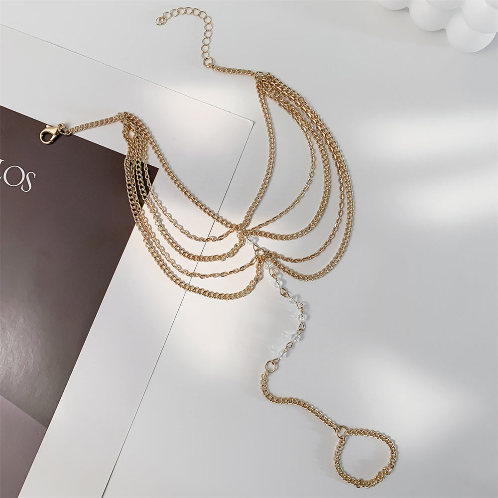 Chaines De Cheville Multicouches En Perles Couleur Or Pour Femmes, Bijoux De Plage, Pieds Nus.