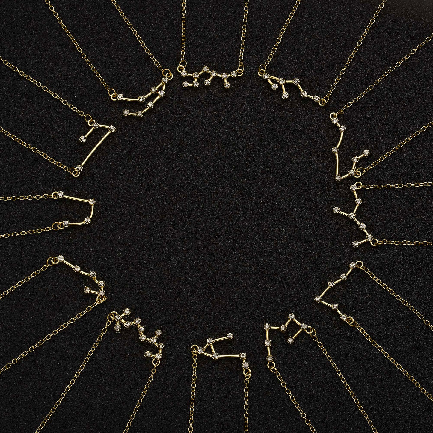 3 pièces/ensemble 12 signe du zodiaque collier pour femmes 12 Constellation pendentif chaîne ras du cou bijoux d'anniversaire avec carte en carton |.