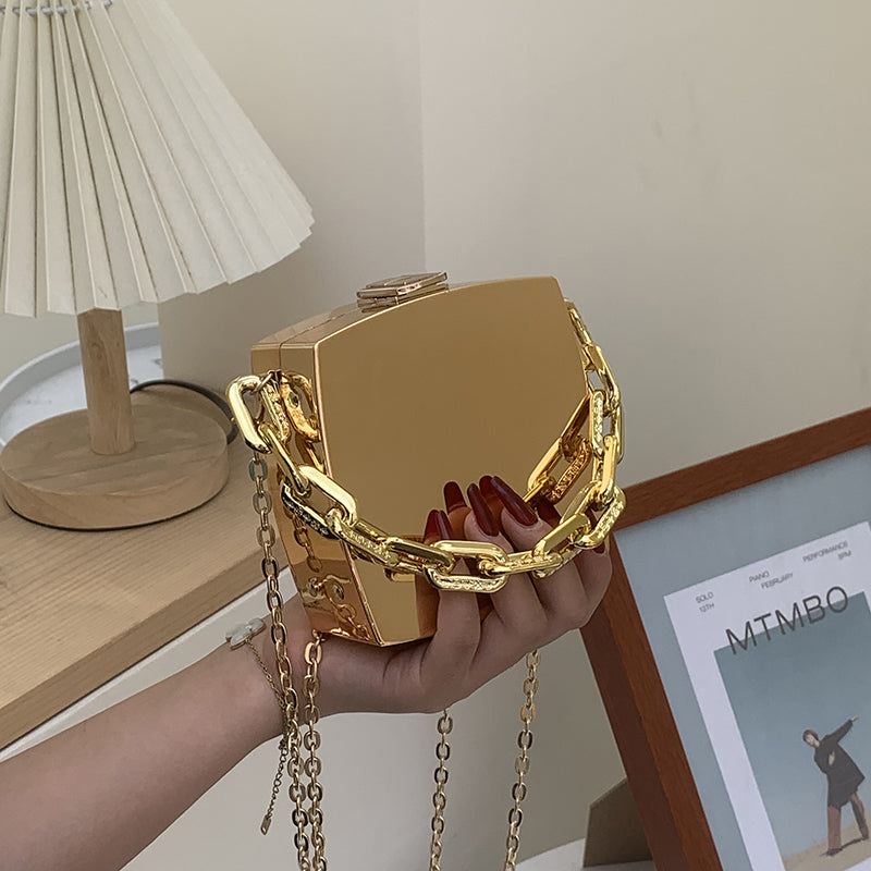 Pochette de créateur en PVC or et argent, sacs à bandoulière