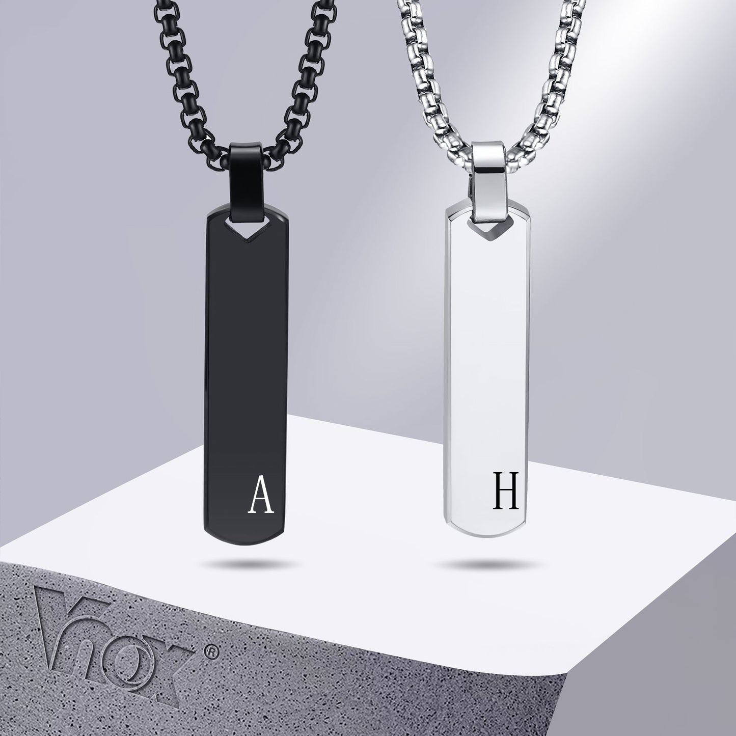 Collier À Barre Initiale Pour Hommes, Pendentif À Barre Verticale Géométrique Épaisse Avec A-z Lettres, Cadeau Pour Lui