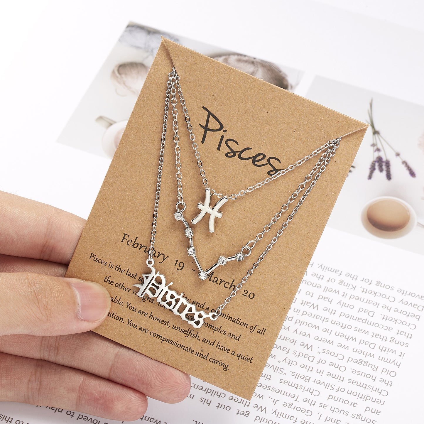 3 pièces/ensemble 12 signe du zodiaque collier pour femmes 12 Constellation pendentif chaîne ras du cou bijoux d'anniversaire avec carte en carton |.