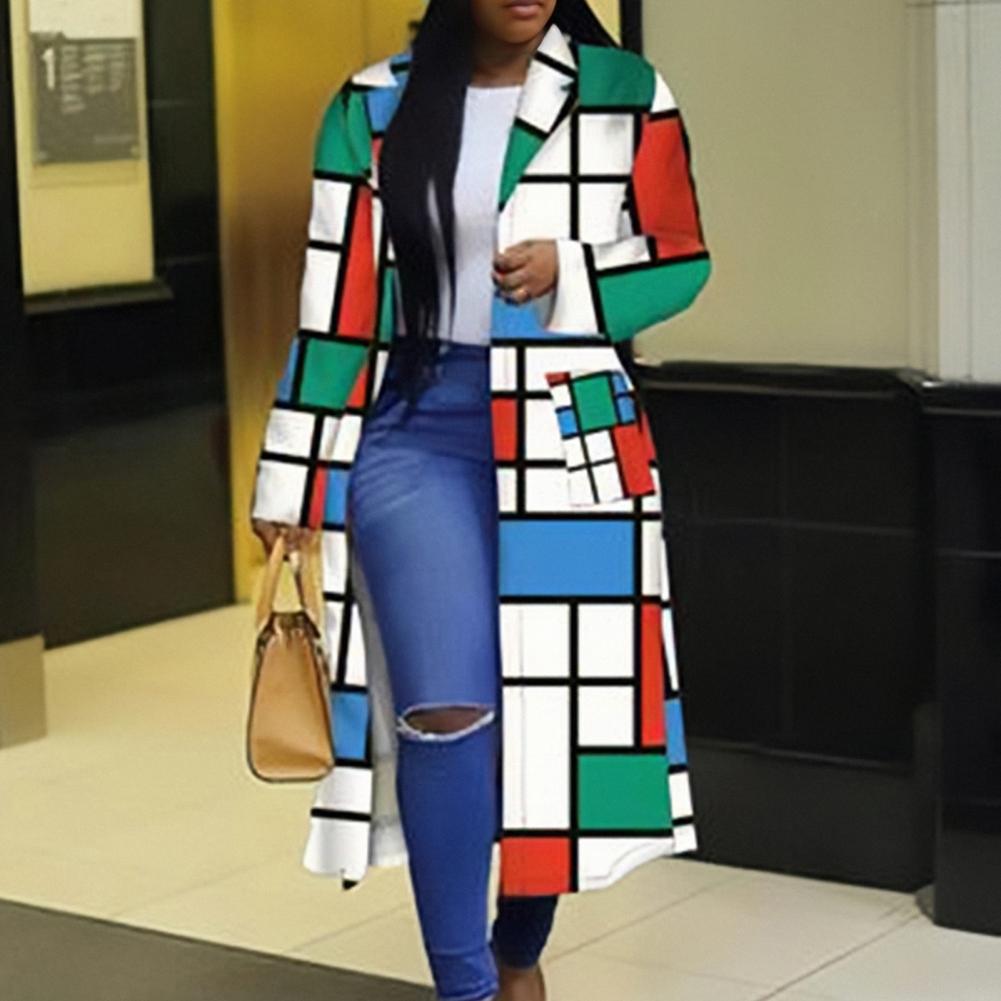 Veste trench longue africain femmes à manches longues impression ,Taille S à 5XL |