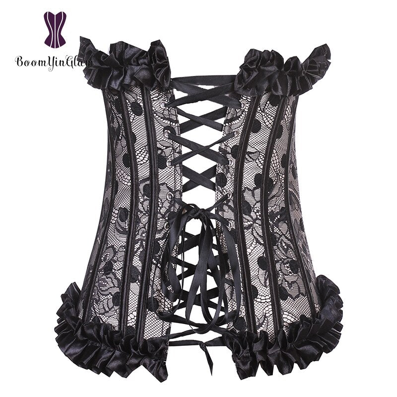 Corset en dentelle rembourré pour femmes, vêtement modelant le corps, grande taille.