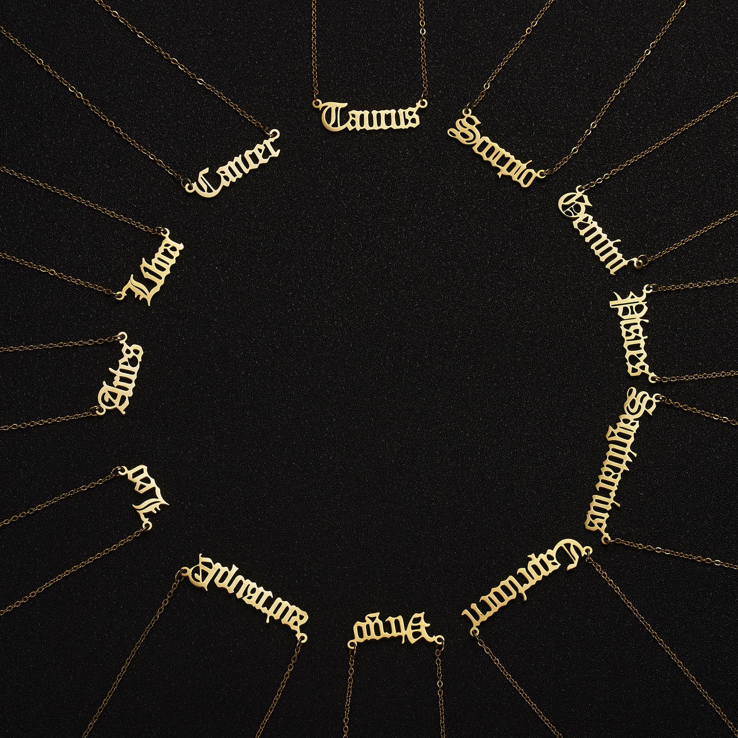 3 pièces/ensemble 12 signe du zodiaque collier pour femmes 12 Constellation pendentif chaîne ras du cou bijoux d'anniversaire avec carte en carton |.