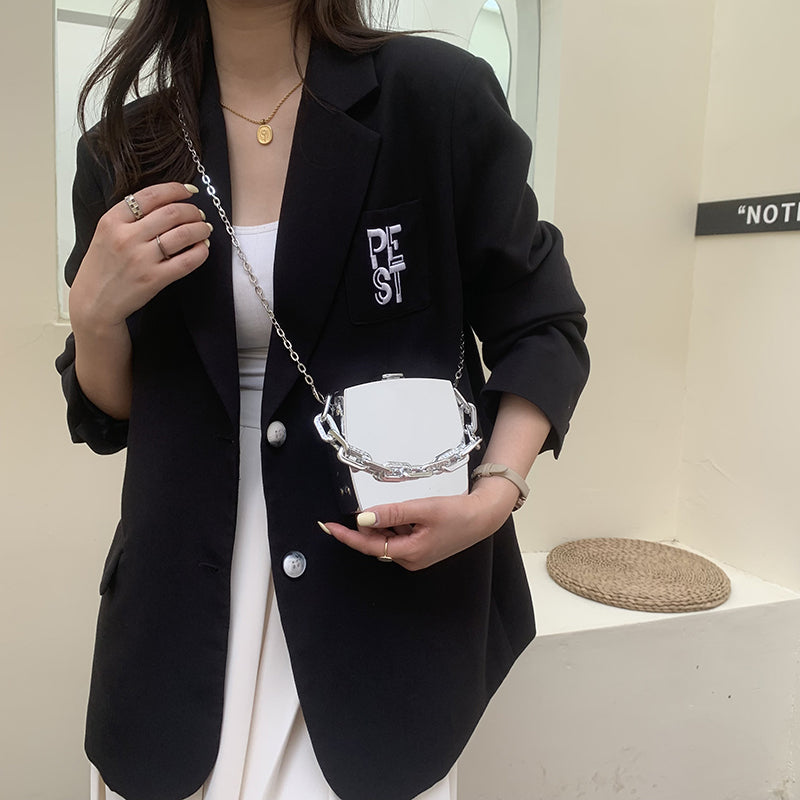 Pochette de créateur en PVC or et argent, sacs à bandoulière
