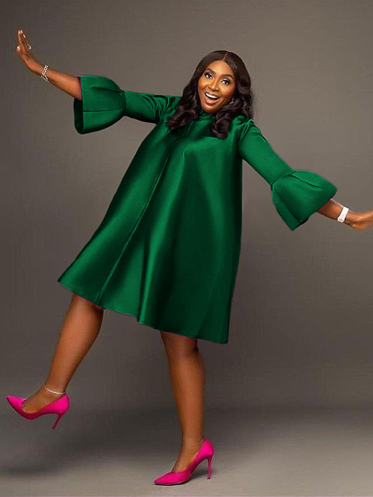 Robe chic ,ample à manches trois quarts pour femmes