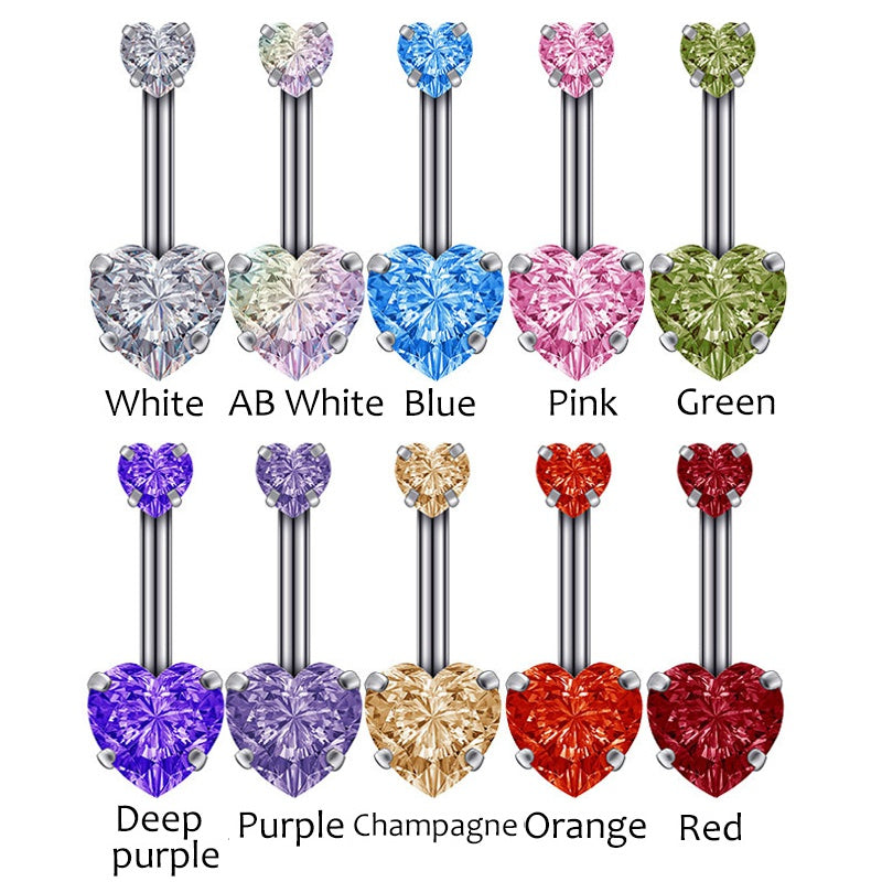 Boucle D'oreille Et De Nombril En Acier Cristal, Piercing, En Forme De Cœur, Bijoux, Sexy, Pour Le Corps, 1 Pièce - Bijoux De Corps