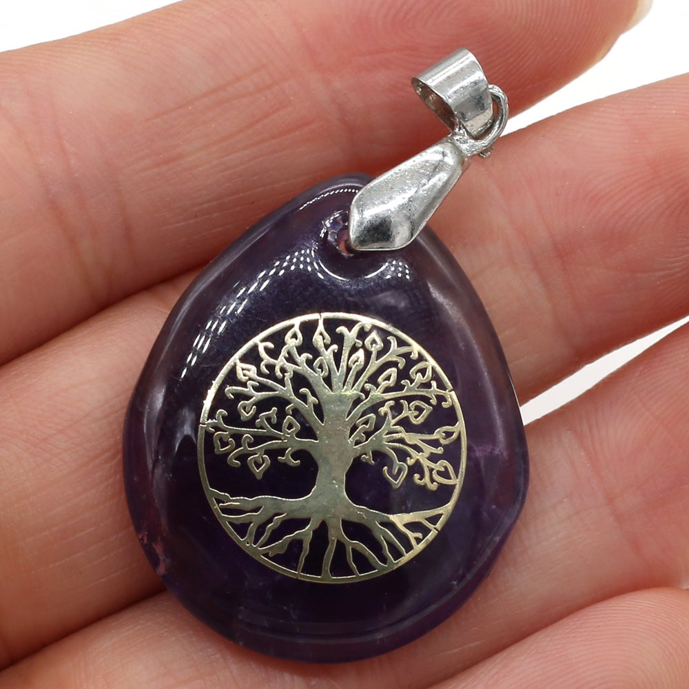 Pendentif en Pierre Naturelle des Sept Chakras, Collier Rétro, Cadeau Exécutif, 25x32mm .