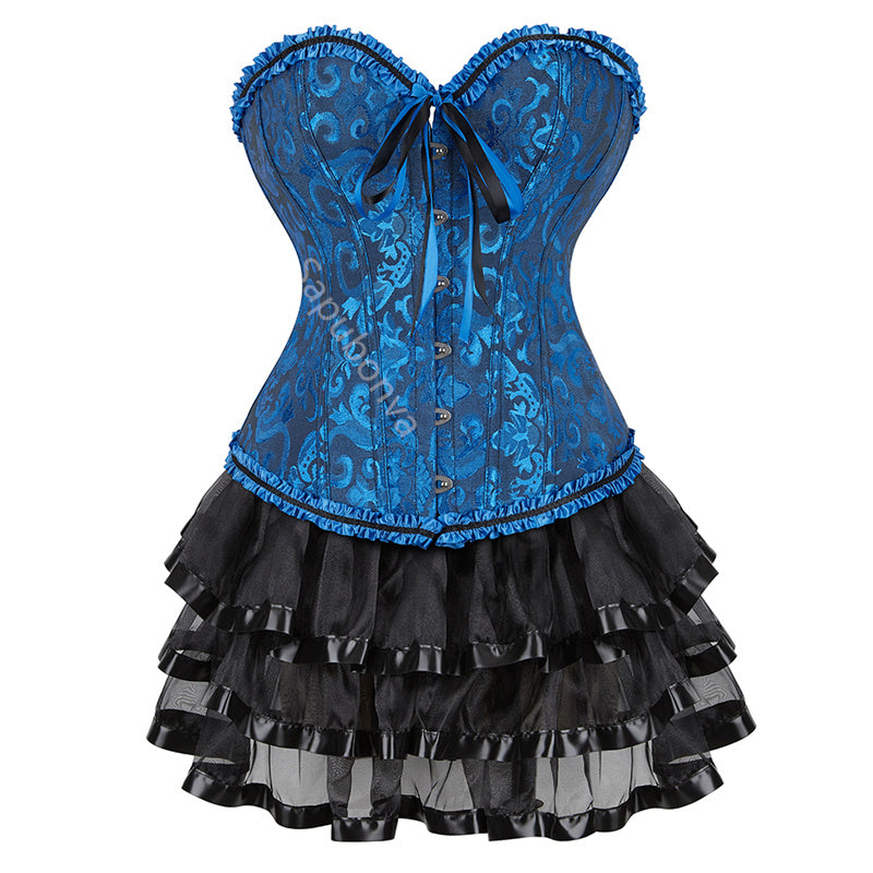 Ensemble Corset Sexy Grande Taille Et Jupe Tutu Pour Femme, Costume Sur Buste Burlesque, Style Victorien .
