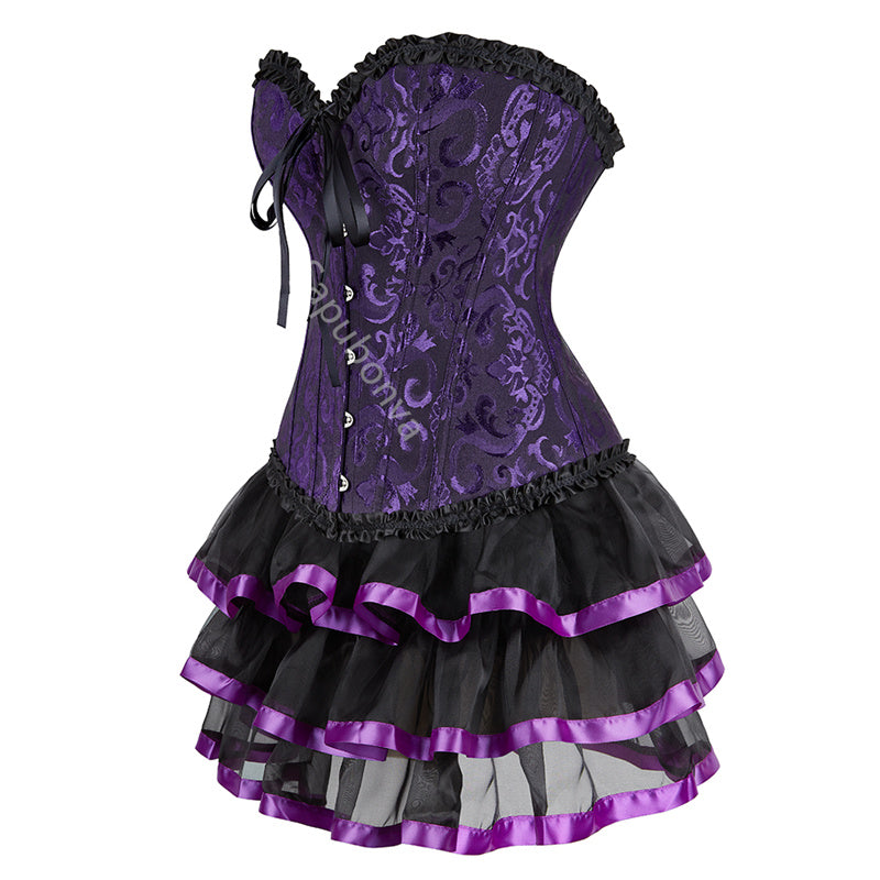 Ensemble Corset Sexy Grande Taille Et Jupe Tutu Pour Femme, Costume Sur Buste Burlesque, Style Victorien .