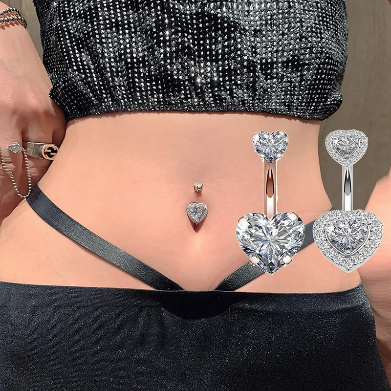 Boucle D'oreille Et De Nombril En Acier Cristal, Piercing, En Forme De Cœur, Bijoux, Sexy, Pour Le Corps, 1 Pièce - Bijoux De Corps