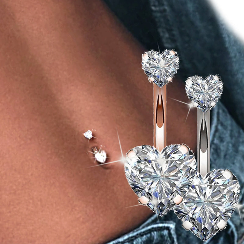 Boucle D'oreille Et De Nombril En Acier Cristal, Piercing, En Forme De Cœur, Bijoux, Sexy, Pour Le Corps, 1 Pièce - Bijoux De Corps