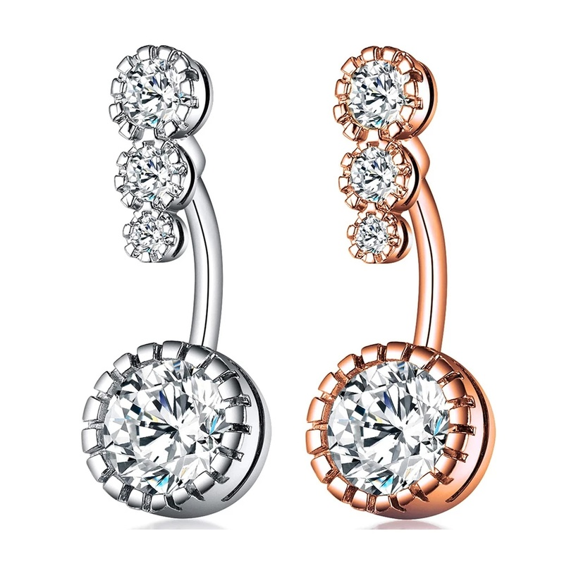 Boucle D'oreille Et De Nombril En Acier Cristal, Piercing, En Forme De Cœur, Bijoux, Sexy, Pour Le Corps, 1 Pièce - Bijoux De Corps