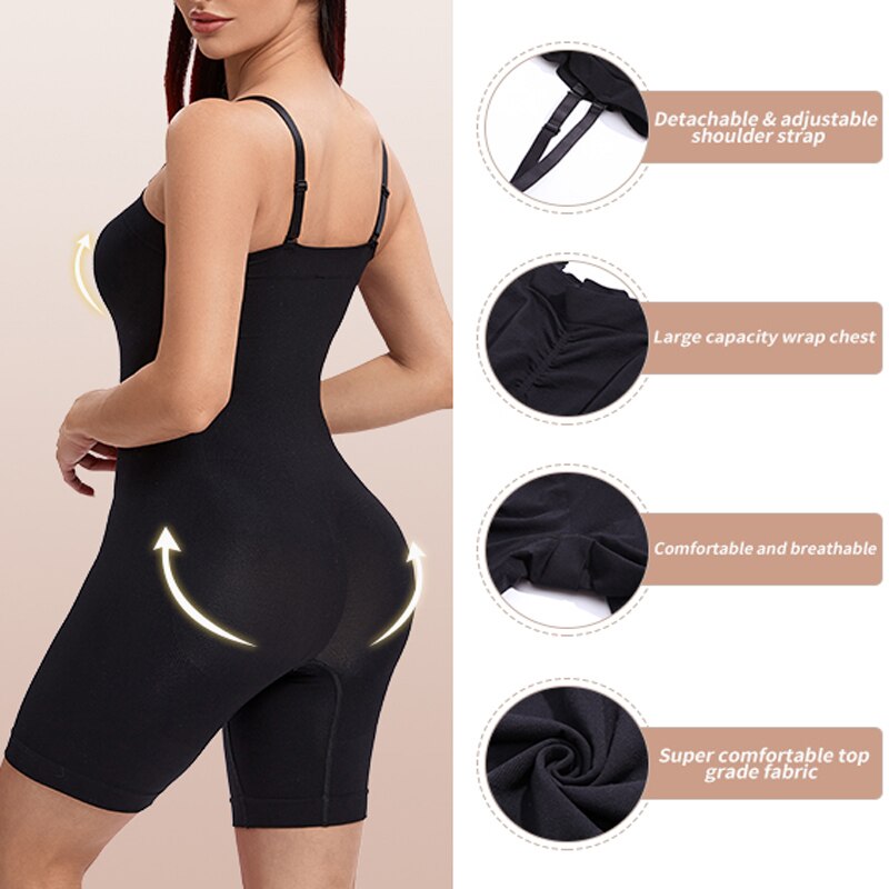 Body amincissant effet push up pour femme, gaine ventre plat et cuisses