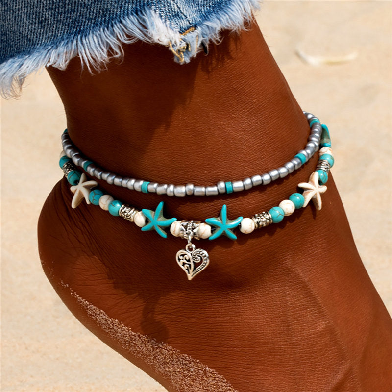 Bracelets De Cheville Vintage En Perles De Conque Pour Femmes.