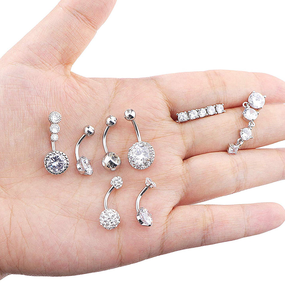Piercing Pour Le Nombril, Bijou En Acier Chirurgical 316l Et Zircon Cubique, 10 Modèles, 14g - Bijoux De Corps