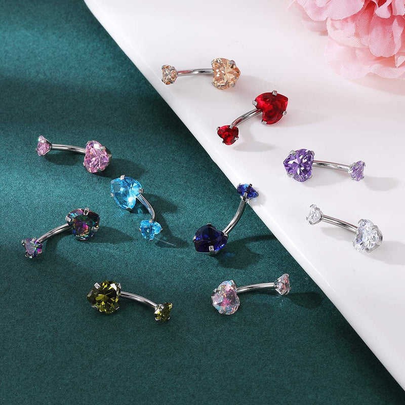 Boucle D'oreille Et De Nombril En Acier Cristal, Piercing, En Forme De Cœur, Bijoux, Sexy, Pour Le Corps, 1 Pièce - Bijoux De Corps