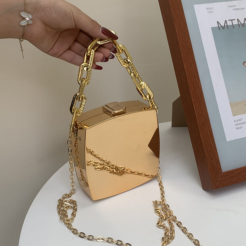 Pochette de créateur en PVC or et argent, sacs à bandoulière