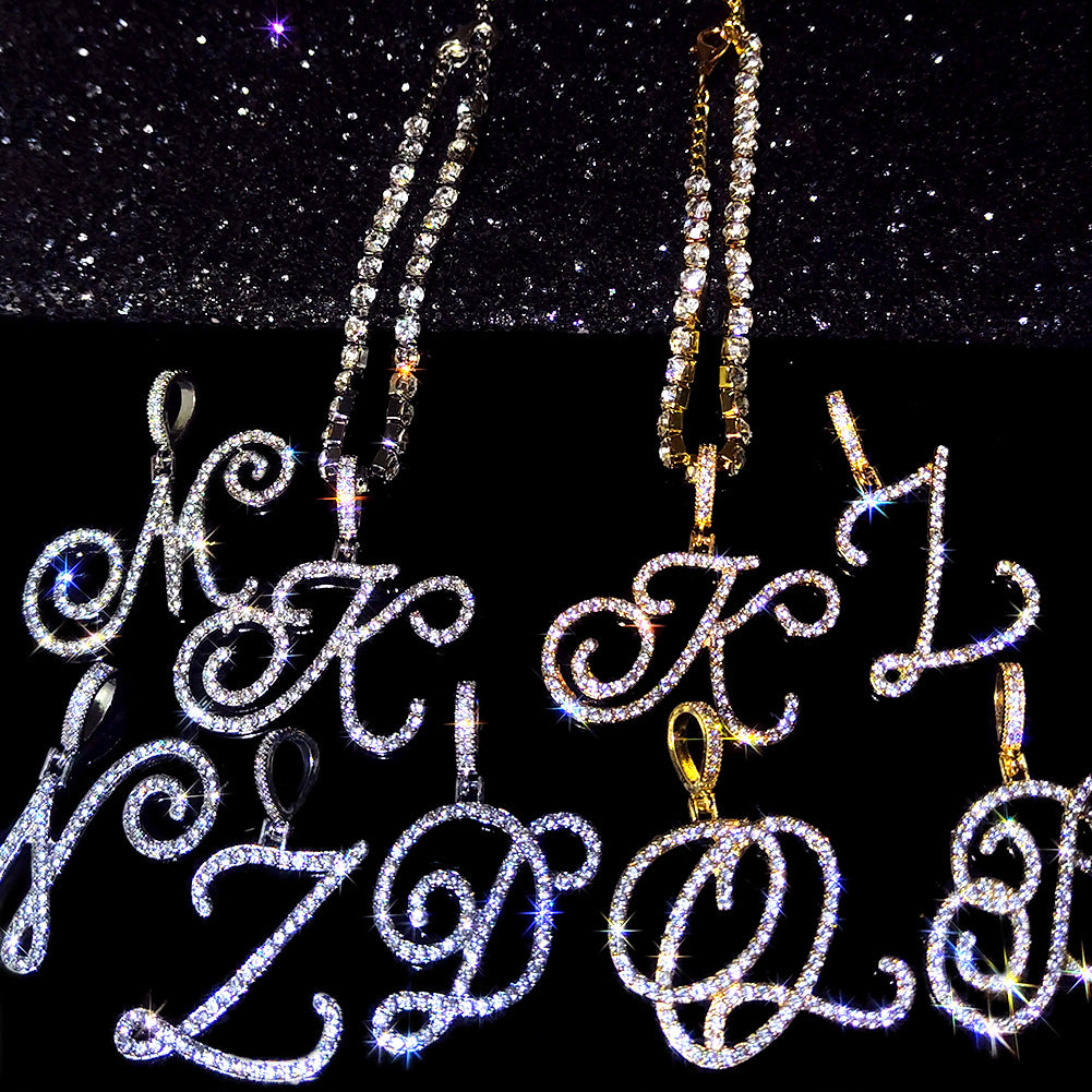 Bracelet De Cheville En Zircon Avec Lettres Initiales Pour Femme, Gourmette Cristal Scintillant.