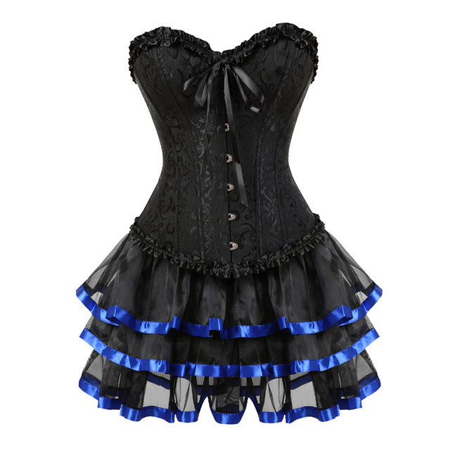 Ensemble Corset Sexy Grande Taille Et Jupe Tutu Pour Femme, Costume Sur Buste Burlesque, Style Victorien .