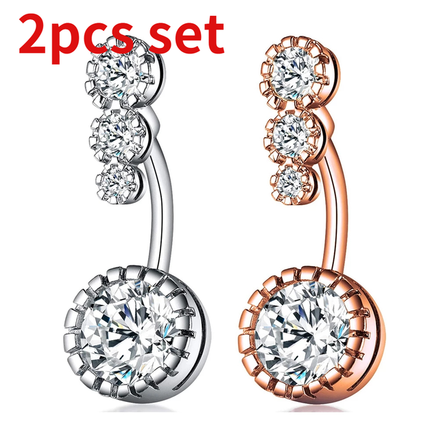 Boucle D'oreille Et De Nombril En Acier Cristal, Piercing, En Forme De Cœur, Bijoux, Sexy, Pour Le Corps, 1 Pièce - Bijoux De Corps