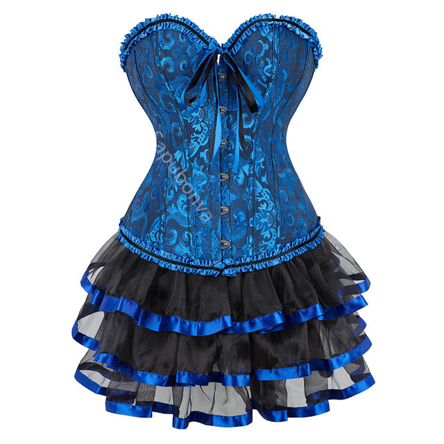 Ensemble Corset Sexy Grande Taille Et Jupe Tutu Pour Femme, Costume Sur Buste Burlesque, Style Victorien .