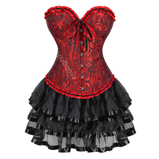 Ensemble Corset Sexy Grande Taille Et Jupe Tutu Pour Femme, Costume Sur Buste Burlesque, Style Victorien .