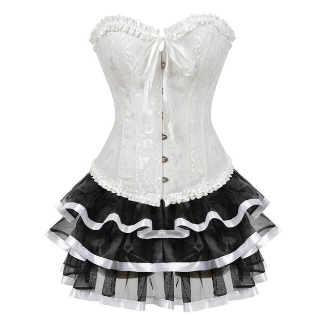 Ensemble Corset Sexy Grande Taille Et Jupe Tutu Pour Femme, Costume Sur Buste Burlesque, Style Victorien .