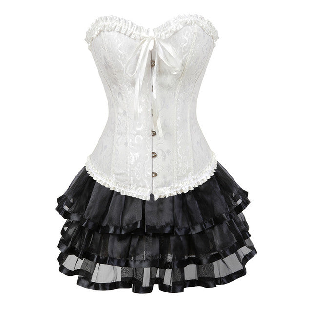 Ensemble Corset Sexy Grande Taille Et Jupe Tutu Pour Femme, Costume Sur Buste Burlesque, Style Victorien .